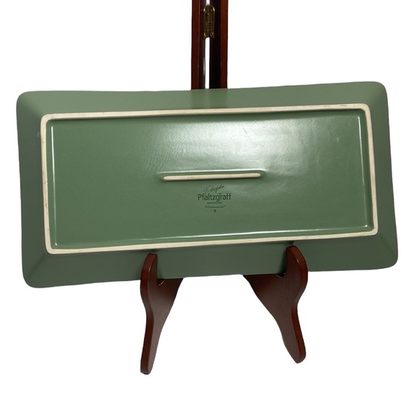 NWOT PFALTZGRAFF Winterwood Green Ceramic Bread Tray - Picture 3 of 4
